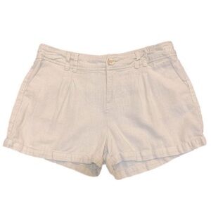 CISONO Linen Blend Pleated Cuffed Shorts Cream L.